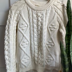 Anthropologie creamy white sweater, cable-knit style